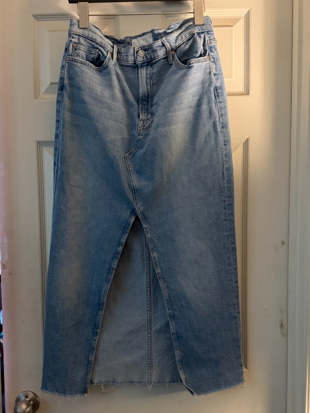 Mother Denim Maxi Skirt with Front Slit, size 32